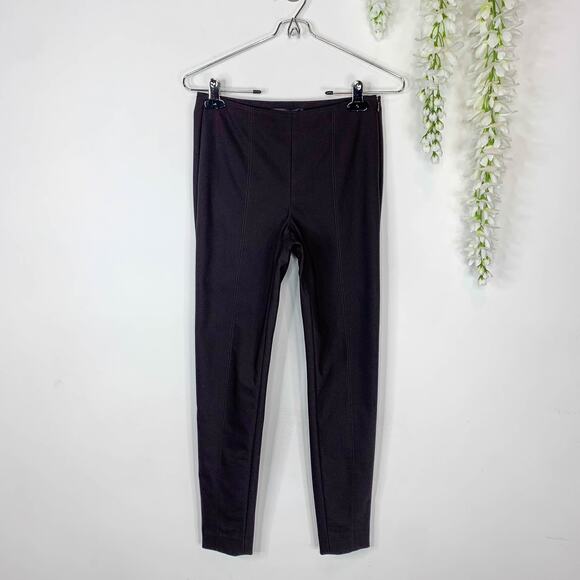 ST. JOHN faux leather pants skinny leg flat front chocolate brown mid rise 3006 - Picture 7 of 14